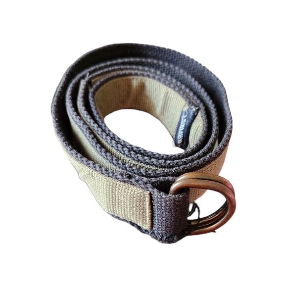 Vintage Other - Vintage Black Tan Fabric D Ring men's skinny belt S M L 40" military tactical
